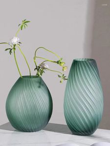 Vaser 2023 Glass Green Vase Living Room Restaurant Kök Decoration Bottles Flowers Pot Senior Sense and In Style Wind Landing