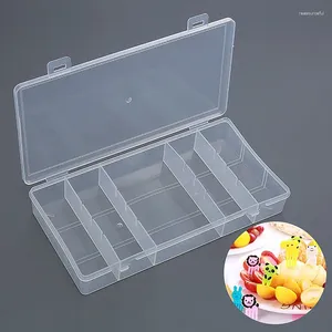 Forks 5 Slots Transparent Plastic Fruit Fork Storage Box Toothpick Bento Organizer Earring Bead Screw Hairpin Case 1pc