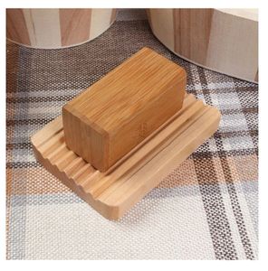 Trä naturlig bambu tvålrätter TRAY HOLDER BOORAGES SOAPS Rack Plate Boxar Container Portable Badrums tvålskålförvaringslådor