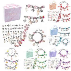 Chain Armband Kit for Women Diy Jewelry Making Accessories Metal Charms Set Kids Handmade Macroporous Beads Trend Hand String 231016