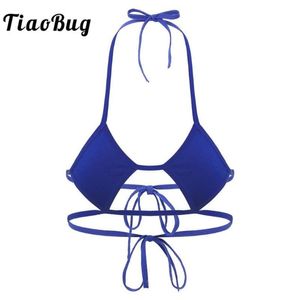 Reggiseni TiaoBug Donna Halter Coppe a forma rombica Backless Self-tie Mini Micro Bikini Reggiseno Top Donna Tinta unita Lingerie sexy Bralett271j