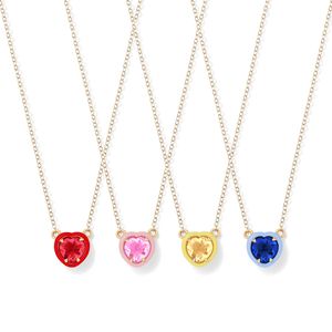 Slovehoony 925 Sterling Silver Heart Cocktail Necklace Emamel Tarnish Free Coloured Zircon Necklace For Women