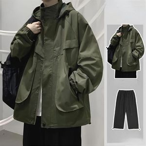 Männer Trainingsanzüge Männliche Fracht Hoode Jacken Set Männer Mode High Street Frühling Herbst Mantel Jeans Koreanische Kleidung Harajuku Zwei Stück suis C18