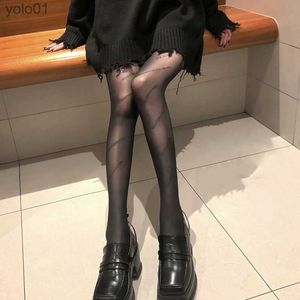 Meias meias femininas meias de alta qualidade carta preta meias primavera outono e verão estilo fino com sexy luxo preto meia-calça fishnetl231016