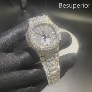 Luxury Moissanite Diamond Watch mrożone na zewnątrz designer męski zegarek dla mężczyzn zegarek wysokiej jakości automatyczny ruch Montre zegarki Orologio. Montre de Luxe i41