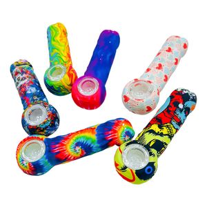 Silicone Hand Pipe Multi Designs Water pipes Tobacco Smoking Pipes Cartoon Figure multi designs for Dry Herb Portable unbreakable Wholesale