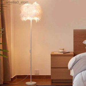 Lâmpadas de assoalho lâmpada de leitura moda pena lâmpada de assoalho candeeiro de mesa moderna confortável decoração interior quarto estudo e27 lâmpada led q231016