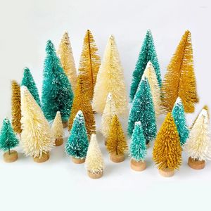 Christmas Decorations Mini Tree Ornament Artificial Cedar Pine Winter Snow Landscape Xmax Tabletop Diy Craft Decoration 2023
