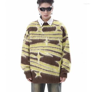 Maglioni da uomo 2023 Autunno lavorato a maglia leggero pullover di lusso maglione casual stampato vintage anca allentato O collo manica lunga top