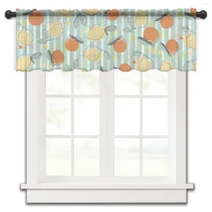 Vorhanglinie Orange Farbblock Overlay Blatt Kleines Fenster Volant Sheer Kurzes Schlafzimmer Home Decor Voile Vorhänge