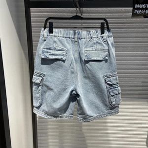 Mäns jeans sommarmän Slim Elastic midja blixtlåsens last denim shorts multi-pockets casual utomhus strand man m-2xl
