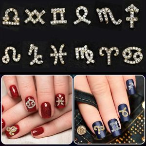 Nagelkonstdekorationer 10pc 3d stjärntal charms diamanthängen smycken 12 jungfru leo ​​aries taurus gemini majs ädelstenar 231013