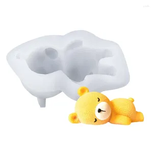 Baking Moulds 3D Cute Sleeping Bear Mousse Silicone Mold Birthday DIY Ice Hockey Handmade Soap Chocolate Cake Decoration Accessories