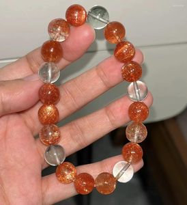 Браслет из натурального зеленого оранжевого солнечного камня, клубничного кварца и берилла, 10,2 мм, прозрачные круглые бусины Arusha, женский браслет