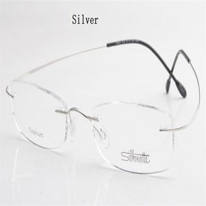 Lyxmärke silhuett titan rimless optiska glasögon ramar ingen skruvrecept glasögon med BAX 2620