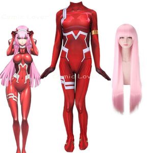 Darling in the Franxx 02 Bodysuit Jumpsuit Zero Two Cosplay Kostüme Anime Perücke Damen Halloween Party Karneval Kostüm Catsuit