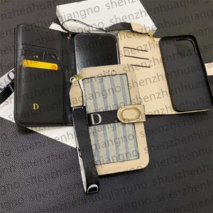 iPhone 15 Pro Maxケース本革のフリップ電話ケース14 Plus 12 Pro 13 11 Pro Max Brand Credit Card Slot Samsung Galaxy S23 Ultra S22 Plus Cover