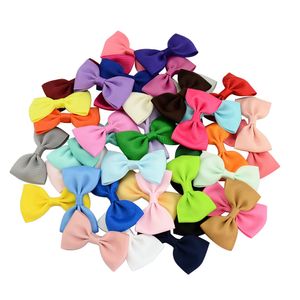 Quality 2.75 Inches Solid Satin Bowknot Hair Grosgrain Ribbon Bows Tie Hairclip Girls Barrettes Hair Pin Kids Hair Accessories Photo Props Gift 2818