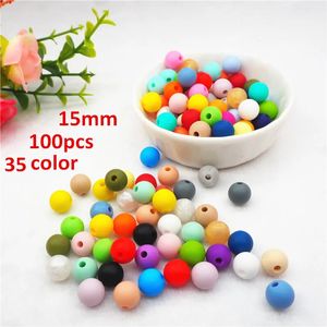 Texters oyuncakları Chenkai 100pcs 15mm silikon teether boncuklar diy bebek çiğneme diş çıkarma emzirme takı oyuncak yuvarlak boncuklar bpa ücretsiz 231016