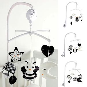 Móbiles bebê berço sino animal caixa de música preto e branco cama brinquedo chocalhos brinquedos 0 12 meses infantil clockwork móvel nascido 231016