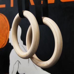 Gymnastic Rings 2pcs Wood Gymnastic Rings 32/28mm Gym Rings For Home Gym Fitness Muscle Building Strength Balance Physical Training Equipment 231016