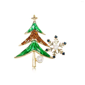 Spille Albero di Natale femminile Spilla con fiocco di neve Spilla in lega Scialle semplice Decorazione di perle Fibbia per creazione di gioielli Borse per vestiti