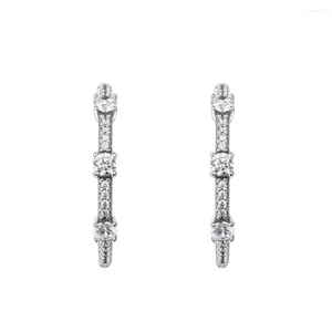 Orecchini a cerchio Natale scintillante Pave Bar Gioielli in argento sterling per donna Moda regalo di San Valentino