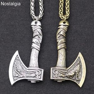 Odin Norse Viking Wolf ve Raven Axe Mumül Büyücülük Kolye Wicca Pagan Slav Perun Balta Takı Damlası 2020291D