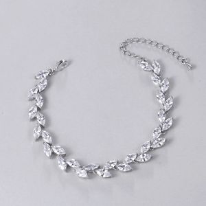 Chain High Quality 3A Marquise Leaf Cubic Zirconia CZ Tennis Bracelets for Wedding in Rhodium Silver Plated 231016