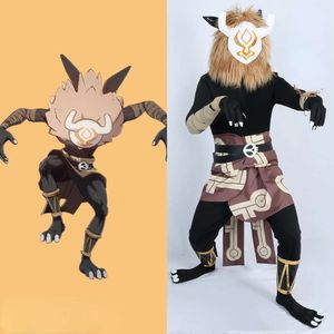 Genshin impacto cos hilichurl cosplay traje masculino de pelúcia chapelaria jogo bidimensional rpg halloween terno assustador pano