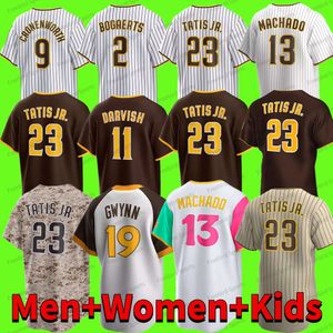 2 Xander Bogaerts Fernando Tatis Jr. Maglia da baseball Joe Musgrove Manny Machado Jake Cronenworth Juan Soto Cruz Tony Gwynn Azocar Marrone Personalizzato Uomo Donna Bambino