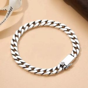 Catena Accessori retrò Bracciale a catena cubana in argento tailandese per uomo gioielli di moda punk intrecciati tendenza frusta corpo nudo 231016