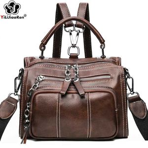 Adolescente Vintage Small Backpack Women di alta qualità in pelle di alta qualità per borsa Nuove eleganti spalle mini zaini ragazze