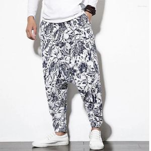 Мужские брюки Harajuku, свободные хлопковые и льняные летние дышащие брюки для фитнеса, шаровары с широкими штанинами, уличная одежда, большие размеры 5XL