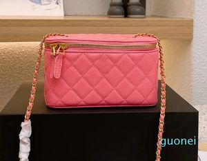 Shoulder Strap Quilted Crossbody Bag Genuine Leather Top Quality Vanity Cosmetic Bag Luxury Designer Handbags Coin Purse 20CM