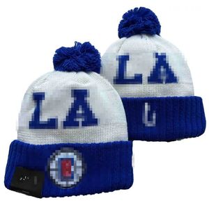 Girados do Clippers Los Angeles Beanie Cap Wool Warm Knit Hat Basketball Equipe norte -americana listrada lateral EUA College Cuffed pom Hats Men Women