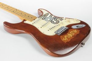 Masterbuilt Stevie Ray Lenny Vintage Brown Electric Guitar Mandolin Body Inlay Billygibbons Anpassad nack Tremolo Bridge Whammy Bar Maple Neck