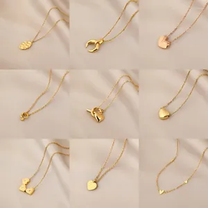 Pendant Necklaces Stainess Steel Fashion Tiny Heart Dainty Initial Necklace Gold Plated Choker Women's Jewelry Gift For Girl