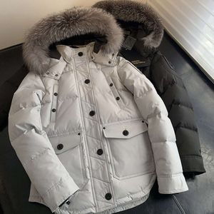 カナダのケベックダウンブラックカラーフード付きカップルワークジャケット