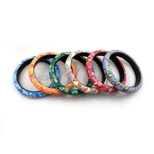 Mix Lot Flower Design Bohemian Polymer Clay Bangles para mulheres 12 mm de largura 24 unidades / lote 272V