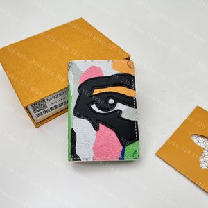 9A 남성 고급 지갑 디자이너 여성 Yayoi Kusama 지갑 최고 품질 페인트 캔버스 카드 소지자 정품 가죽 신용 포켓 지갑 M82575
