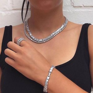 Iced Out Bling AAAA Zircon 5mm Tennis Chain Necklace Women Men Hip Hop Fashio Jewelry Gold Silver Color Pink CZ Choker Necklaces w297d