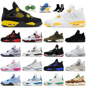 4 basketskor Jumpman 4s Militärblå frysta stunder Black Cat Cactus Jack Thunder University Blue Vivid Sulphur Mens Womens Trainers Sport Sneakers Storlek 47