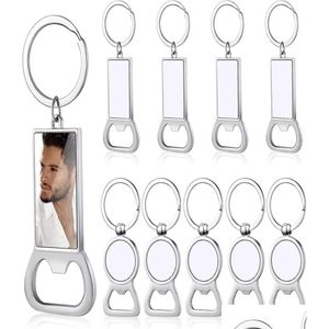 Openers 10 Pieces Sublimation Blank Beer Bottle Opener Keychain Metal Heat Transfer Corkscrew Key Ring Household Kitchen Tool 623257 Dh1Fi