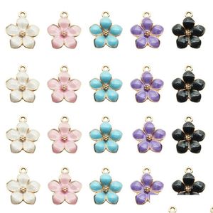 Charms intero 100 pezzi moda classica carino smalto fiore charms ciondolo collana braccialetto fai da te gioielli unici donne accessori241R gioielli Dheb6