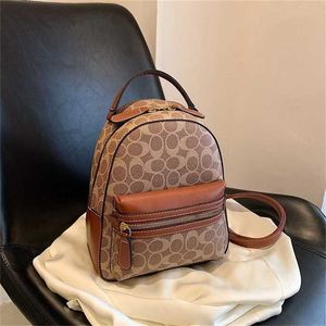 90% off outlet store Super Hot Backpack Women's 2023 New Fashion Design Sense Small Print Commuter Premium Leather Travel number 7452