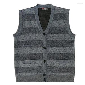 Men's Vests Cotton Pullovers Vest Mens Sweater Autumn V Neck Slim Knitted Sweaters Warm Sleeveless Style Casual A21