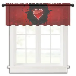 Curtain Valentine'S Day Creative Love Black Red Small Window Tulle Sheer Short Living Room Home Decor Voile Drapes