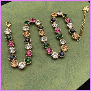 New Fashion Womens Necklace Luxury Designer Color Diamond Necklaces Ladies Designers Jewelry Gold Color High Quality For Party D212630
