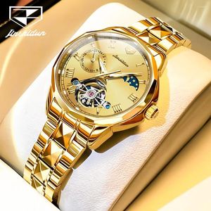 Armbandsur JSDUN Women's Automatic Watch Luxury Business Women Moon Phase Skeleton Mechanical For Ladies äkta armbandsur